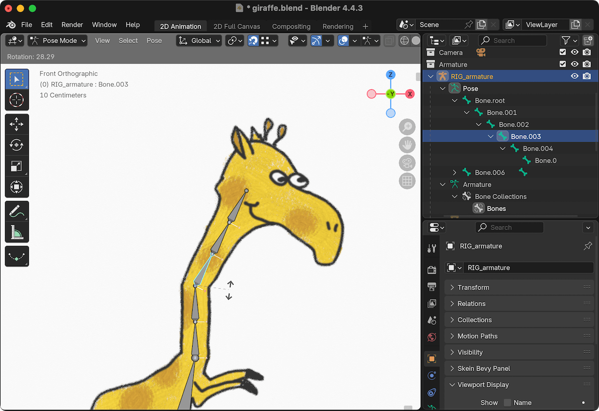 A character rigged in Blender.