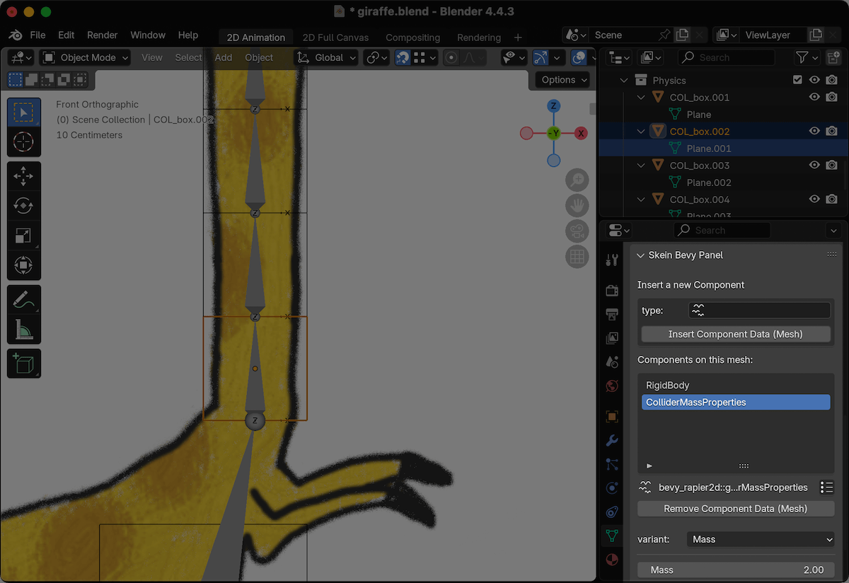 Bevy collier components defined directly in Blender using Skein.