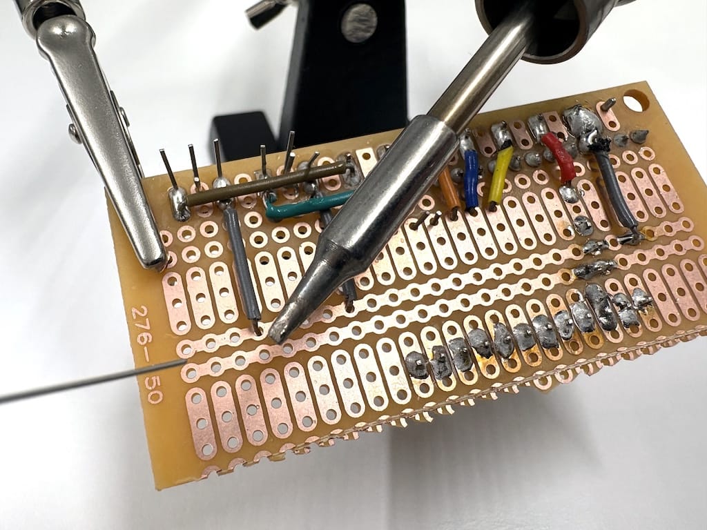 Image of soldering on a stripboard